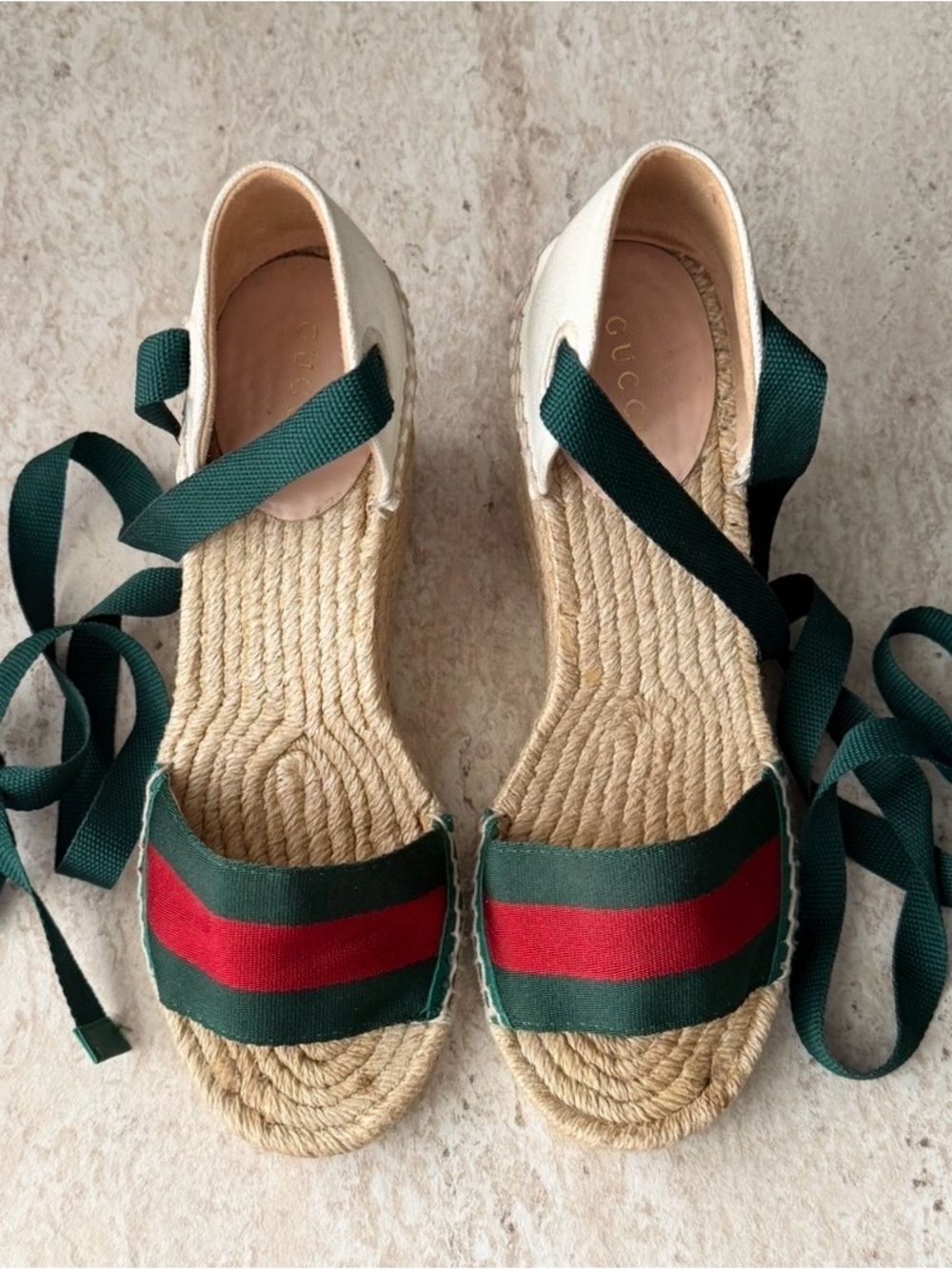 Gucci Espadrille Wedge Sandals Size 37.5